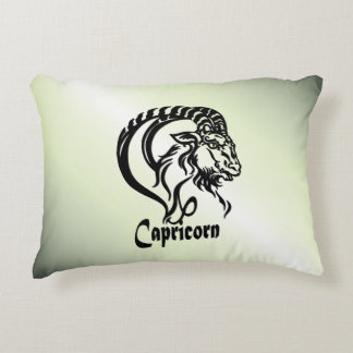 Capricorn the Sea Goat Zodiac Green Accent Pillow