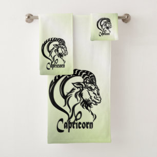Capricorn the Sea Goat Zodiac Green Bath Towel Set