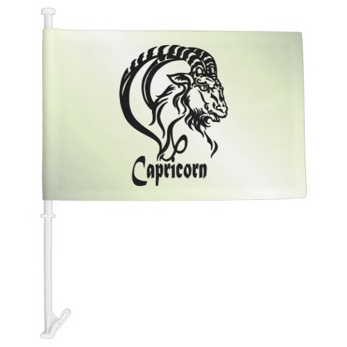 Capricorn the Sea Goat Zodiac Green Car Flag