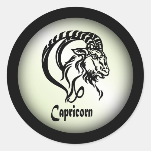 Capricorn the Sea Goat Zodiac Green Classic Round Sticker