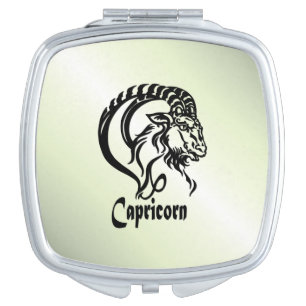 Capricorn the Sea Goat Zodiac Green Compact Mirror