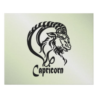Capricorn the Sea Goat Zodiac Green Faux Canvas Print