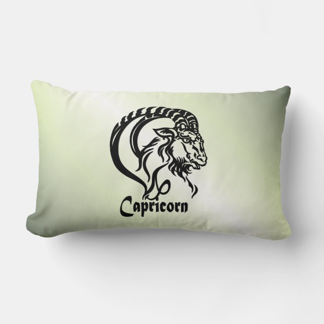 Capricorn the Sea Goat Zodiac Green Lumbar Pillow (Front)