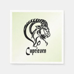 Capricorn the Sea Goat Zodiac Green Napkins