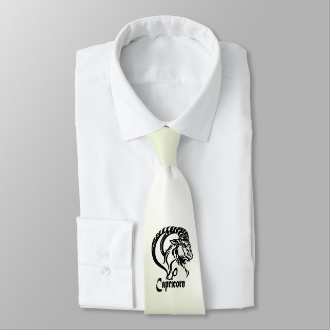 Capricorn the Sea Goat Zodiac Green Neck Tie (Tied)