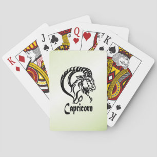 Capricorn the Sea Goat Zodiac Green Poker Cards