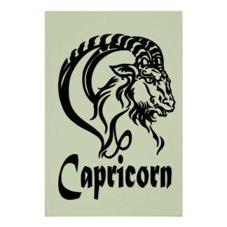 Capricorn the Sea Goat Zodiac Green Poster