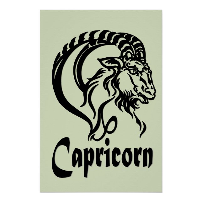 Capricorn the Sea Goat Zodiac Green Poster (Front)