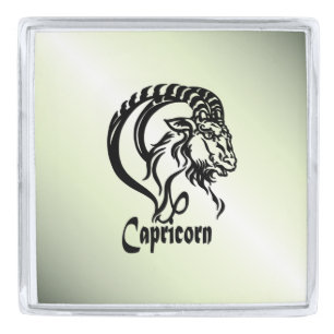 Capricorn the Sea Goat Zodiac Green Silver Finish Lapel Pin