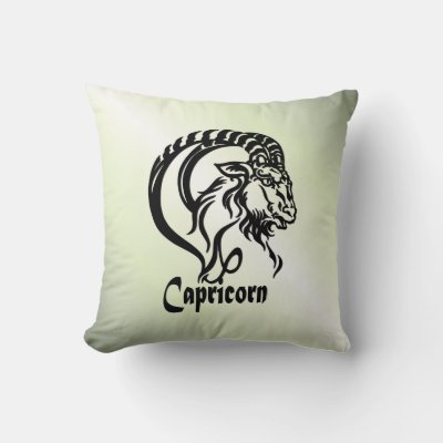 Capricorn the Sea Goat Zodiac Green Throw Pillow
