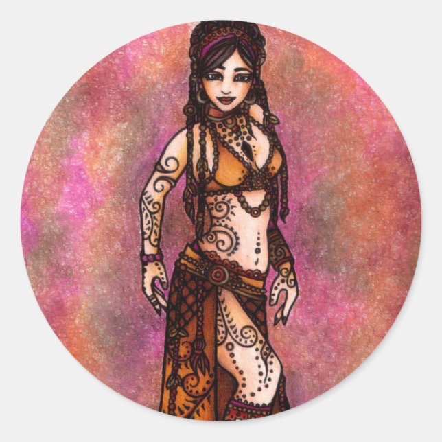 Capricorn Tribal Belly Dancer Classic Round Sticker (Front)