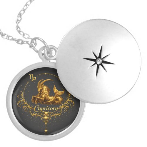 Capricorn Unique Zodiac sign, star sign Locket Necklace