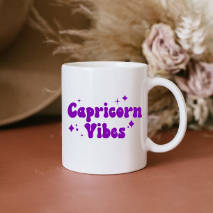 Capricorn Vibes Zodiac Astrology Purple Stars Coff Coffee Mug