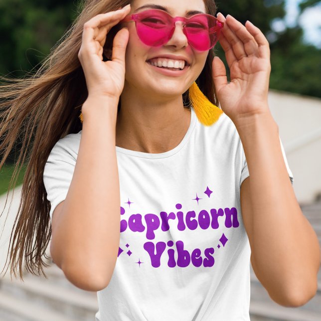 Capricorn Vibes Zodiac Astrology Purple Stars T-Shirt (Creator Uploaded)