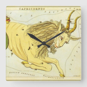 Capricorn Vintage Constellation, Urania's Mirror Square Wall Clock