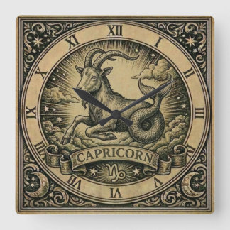 Capricorn Vintage Zodiac Wall Clock