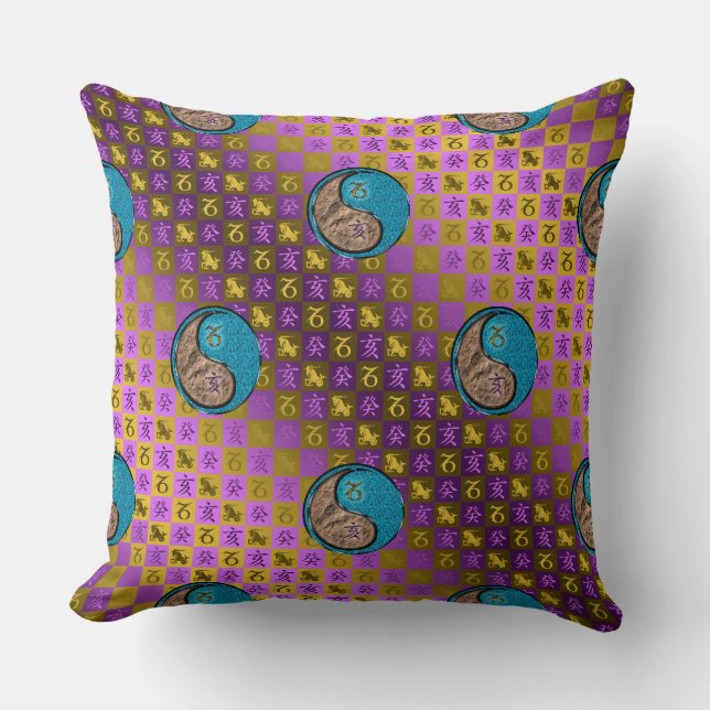 Capricorn & Water Boar Throw Pillow (Front)