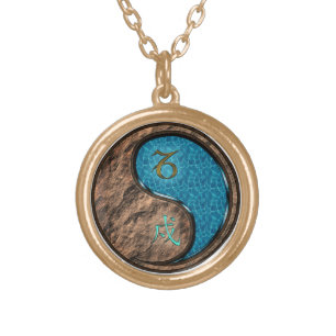 Capricorn & Water Dog Gold Plated Necklace
