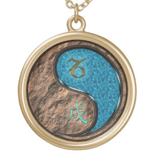 Capricorn & Water Dog Gold Plated Necklace