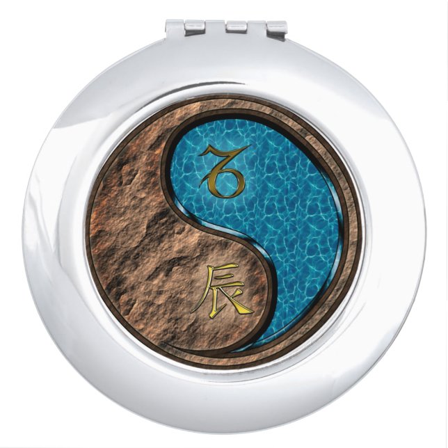 Capricorn & Water Dragon Compact Mirror (Front)