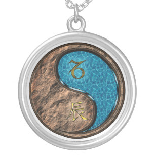 Capricorn & Water Dragon Silver Plated Necklace