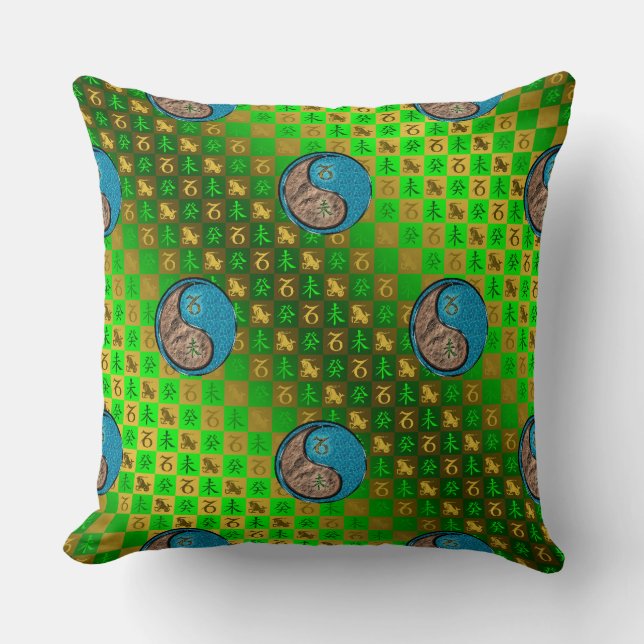 Capricorn & Water Goat Throw Pillow (Front)