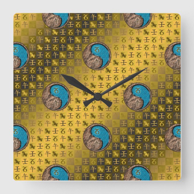 Capricorn & Water Horse Square Wall Clock (Front)
