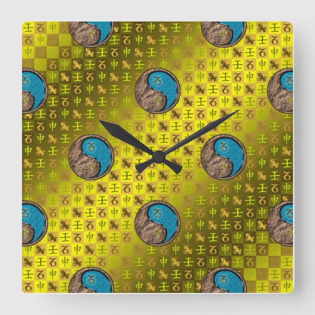 Capricorn & Water Monkey Square Wall Clock (Front)