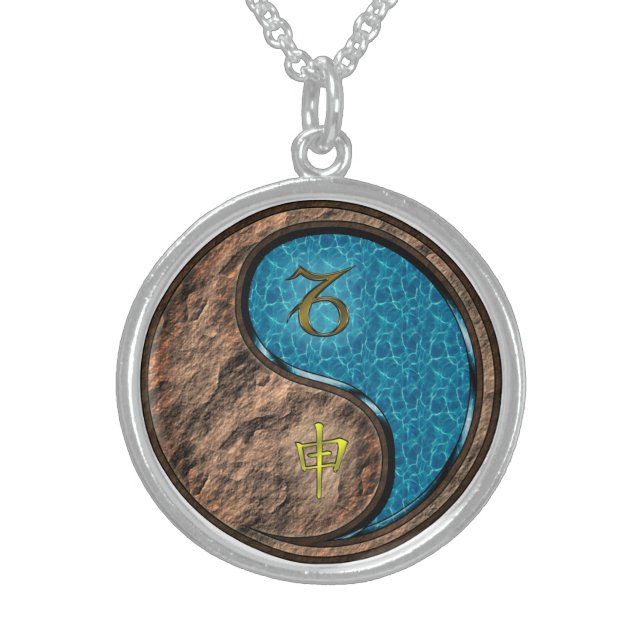 Capricorn & Water Monkey Sterling Silver Necklace (Front)