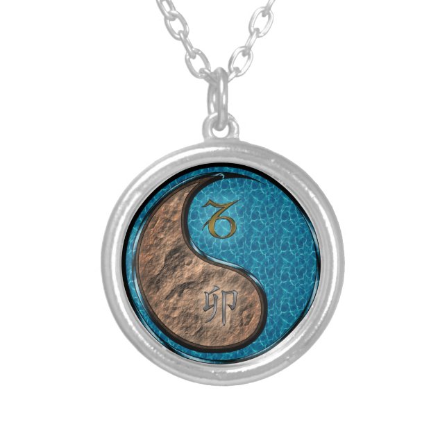 Capricorn & Water Rabbit Silver Plated Necklace (Front)