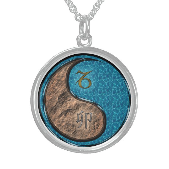 Capricorn & Water Rabbit Sterling Silver Necklace (Front)