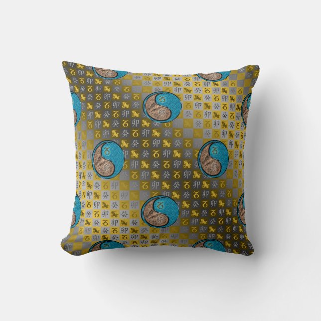 Capricorn & Water Rabbit Throw Pillow (Front)