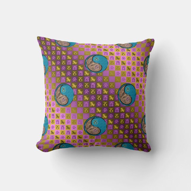 Capricorn & Water Rooster Throw Pillow (Front)