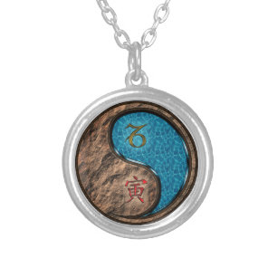 Capricorn & Water Tiger Silver Plated Necklace