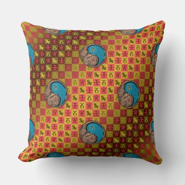 Capricorn & Water Tiger Throw Pillow (Front)