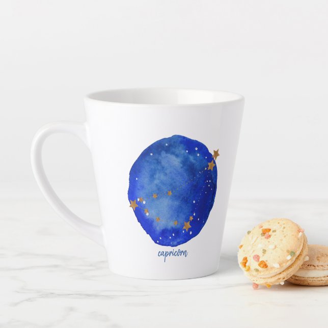 Capricorn Watercolor Constellation Zodiac Latte Mug (In Situ)