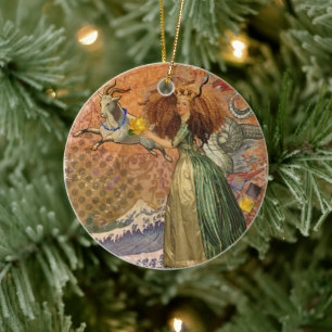 Capricorn Woman Goat Whimsical Fun Ceramic Ornament