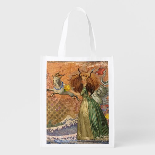 Capricorn Woman Goat Whimsical Fun Grocery Bag