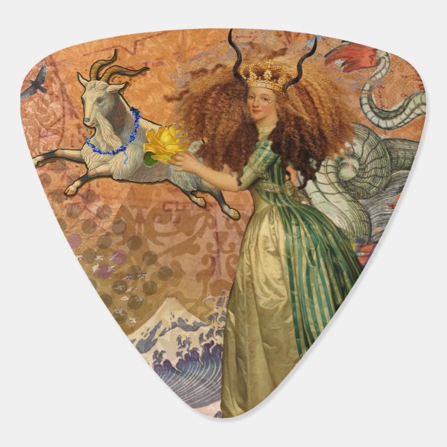 Capricorn Woman Goat Whimsical Fun Guitar Pick (Back)