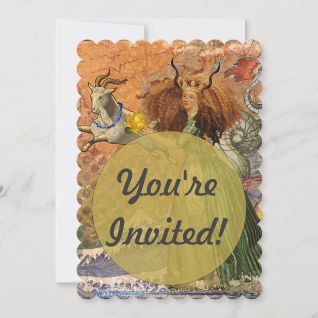 Capricorn Woman Goat Whimsical Fun Invitation (Front)