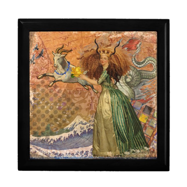 Capricorn Woman Goat Whimsical Fun Jewelry Box (Front)
