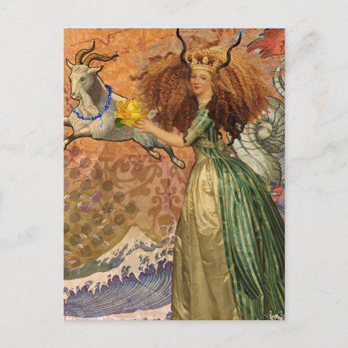 Capricorn Woman Goat Whimsical Fun Postcard