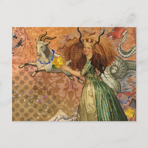 Capricorn Woman Goat Whimsical Fun Postcard