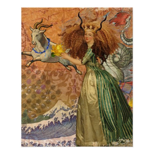 Capricorn Woman Goat Whimsical Fun Poster