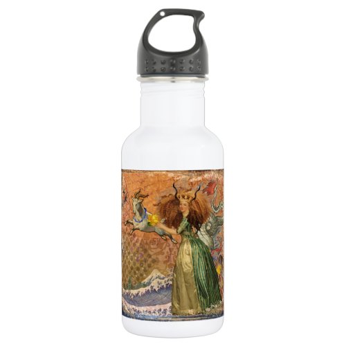 Capricorn Woman Goat Whimsical Fun Water Bottle