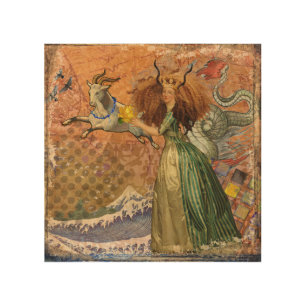 Capricorn Woman Goat Whimsical Fun Wood Wall Decor
