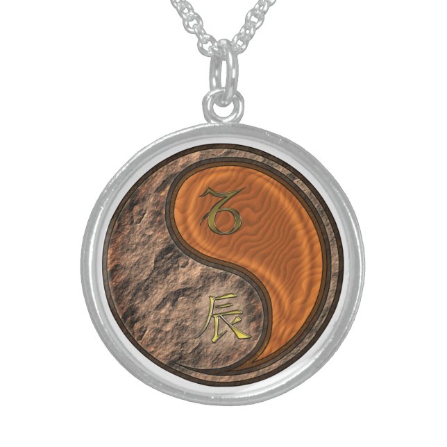Capricorn & Wood Dragon Sterling Silver Necklace (Front)
