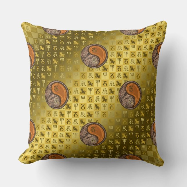 Capricorn & Wood Dragon Throw Pillow (Front)