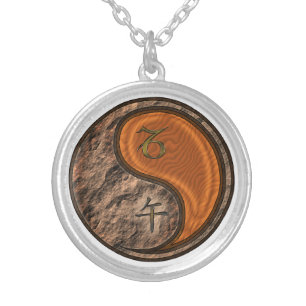 Capricorn & Wood Horse Silver Plated Necklace
