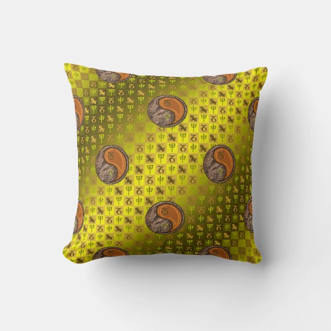 Capricorn & Wood Monkey Throw Pillow (Front)